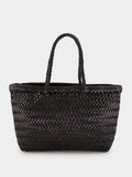 Black Mini Flat Gora Woven Leather Bag