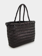 Black Mini Flat Gora Woven Leather Bag