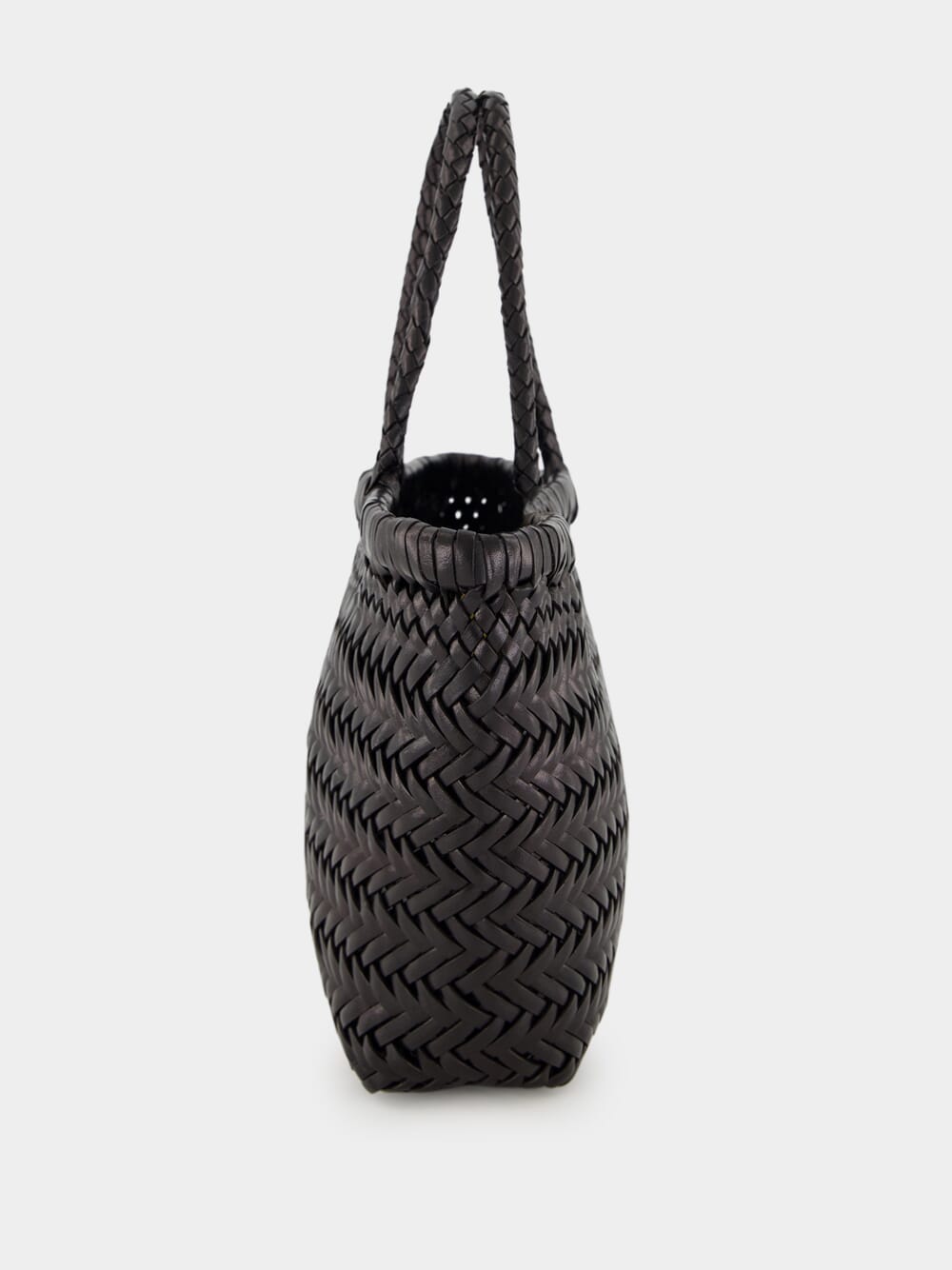 Black Mini Flat Gora Woven Leather Bag
