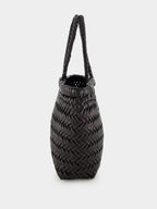 Black Mini Flat Gora Woven Leather Bag