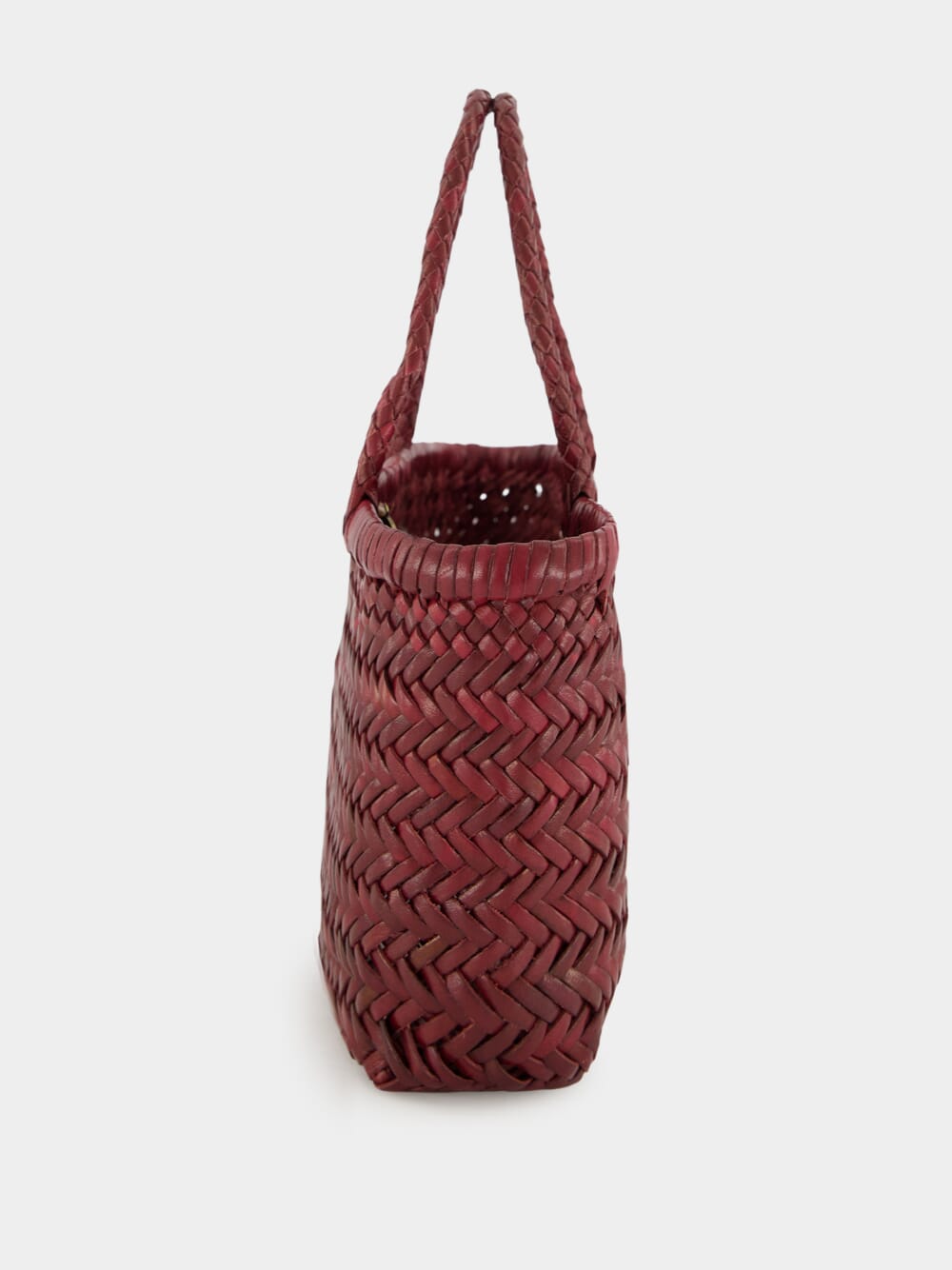 Bordo Mini Flat Gora Woven Leather Bag