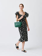 Forest Green Mini Flat Gora Woven Leather Bag