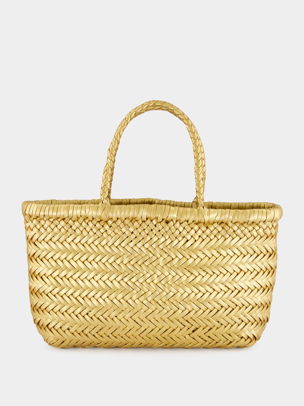 Mini Flat Gora Gold Woven Bag