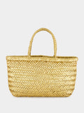 Mini Flat Gora Gold Woven Bag