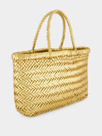 Mini Flat Gora Gold Woven Bag
