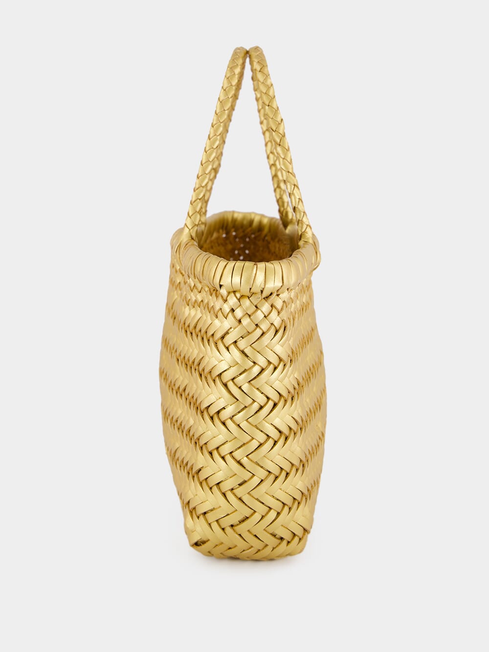 Mini Flat Gora Gold Woven Bag