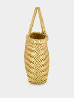 Mini Flat Gora Gold Woven Bag
