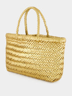 Mini Flat Gora Gold Woven Bag