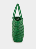 Parrot Green Mini Flat Gora Woven Leather Bag