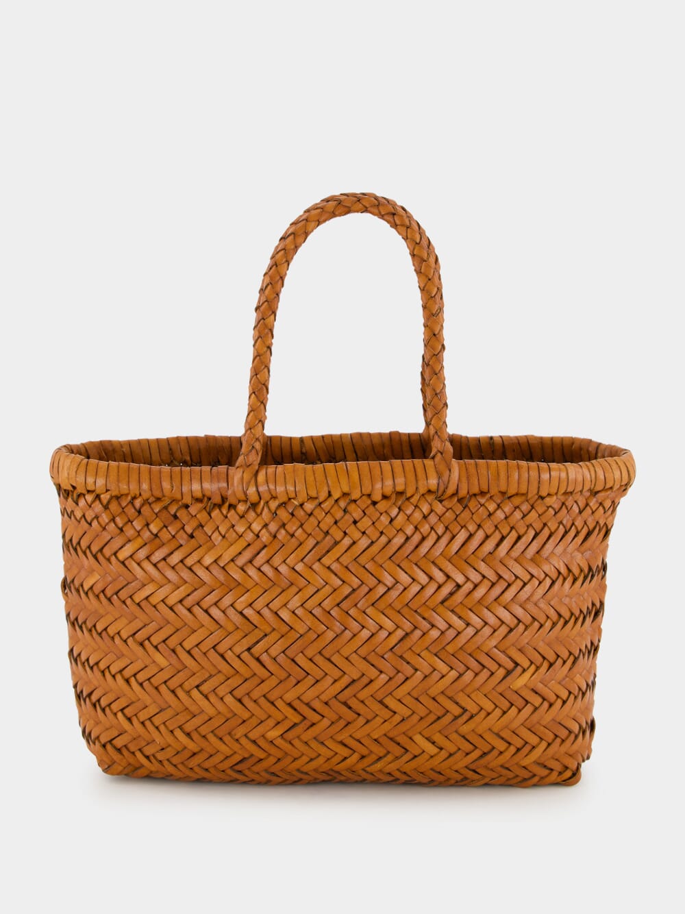 Tan Mini Flat Gora Woven Leather Bag
