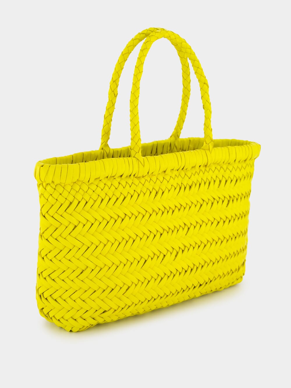 Yellow Mini Flat Gora Woven Leather Bag