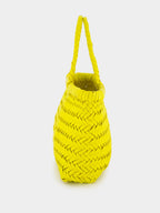 Yellow Mini Flat Gora Woven Leather Bag