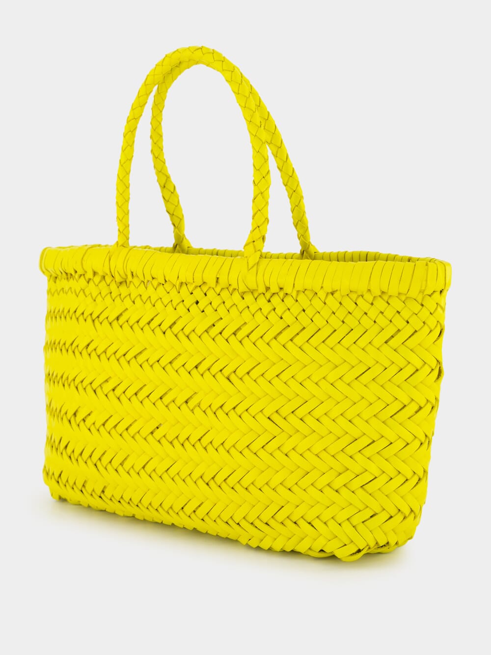 Yellow Mini Flat Gora Woven Leather Bag