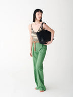 Black Triple Jump Big Woven Leather Tote