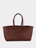 Brown Triple Jump Big Woven Leather Tote