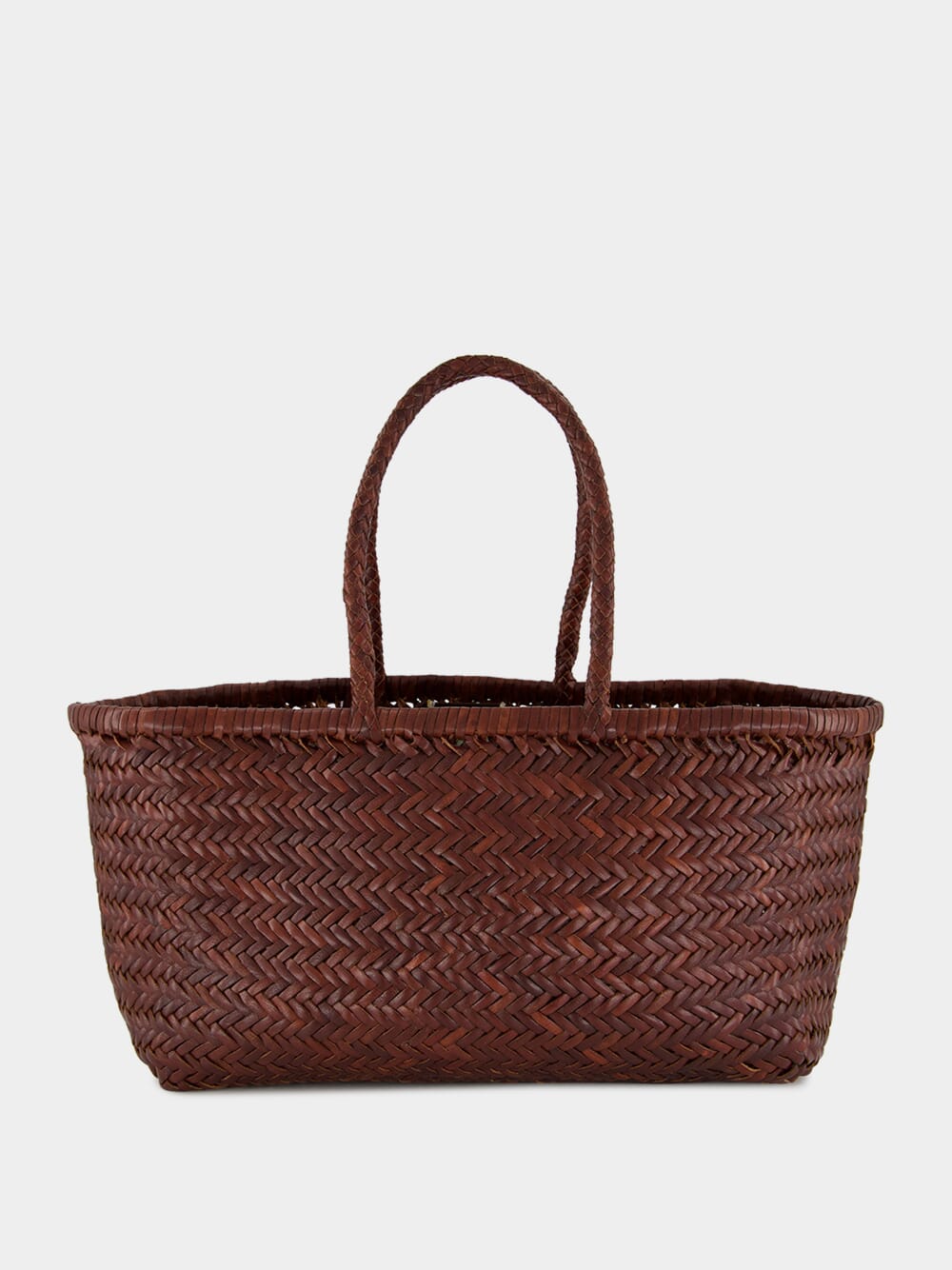 Brown Triple Jump Big Woven Leather Tote