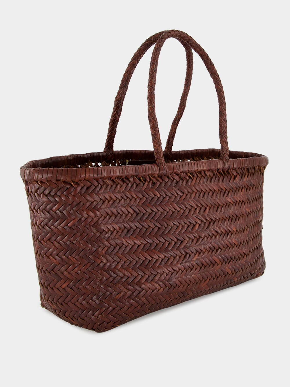 Brown Triple Jump Big Woven Leather Tote