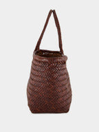 Brown Triple Jump Big Woven Leather Tote