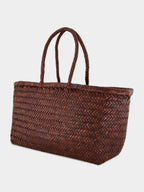 Brown Triple Jump Big Woven Leather Tote