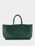 Forest Green Triple Jump Handwoven Leather Tote