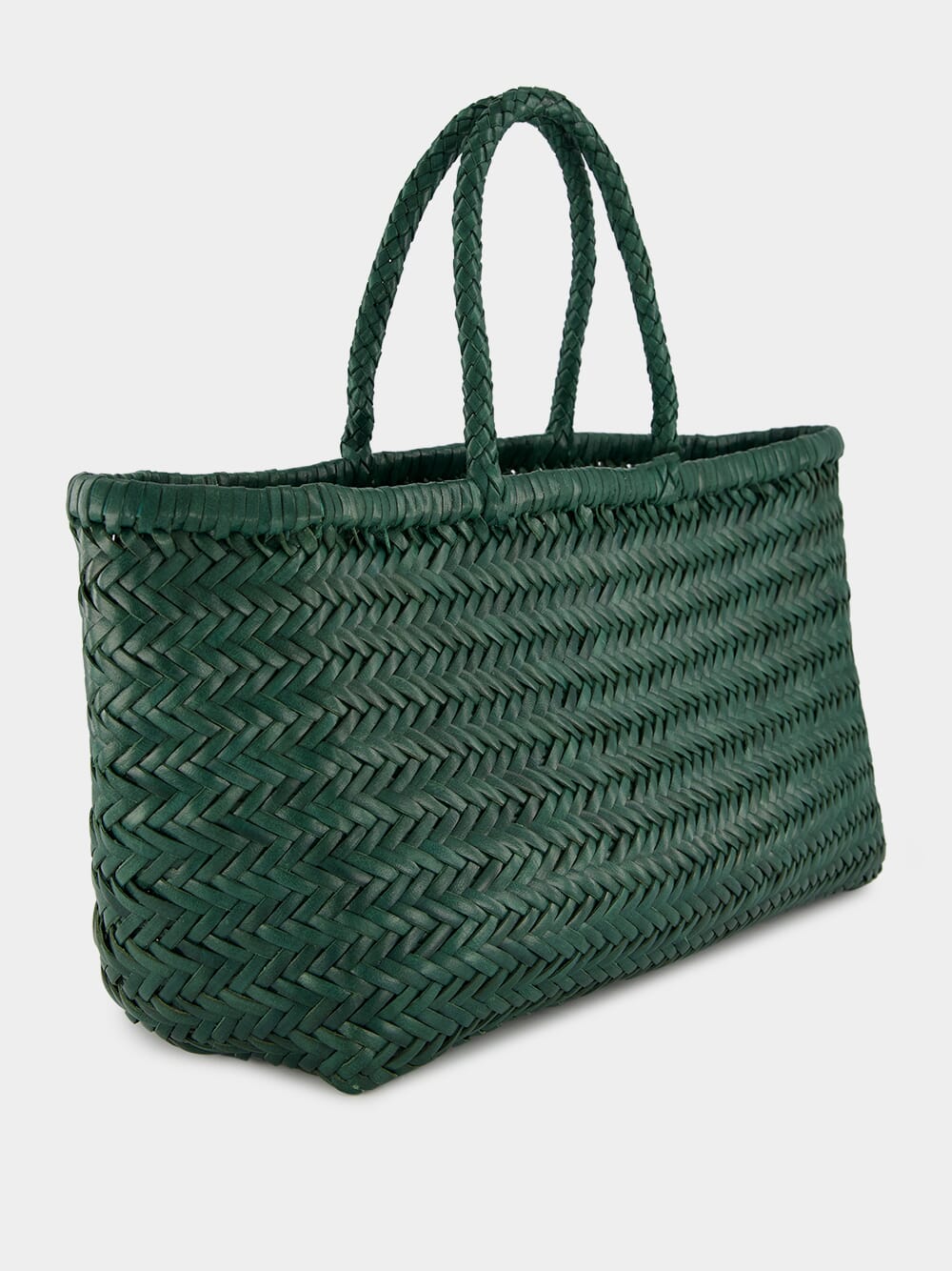 Forest Green Triple Jump Handwoven Leather Tote