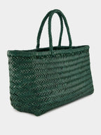 Forest Green Triple Jump Handwoven Leather Tote