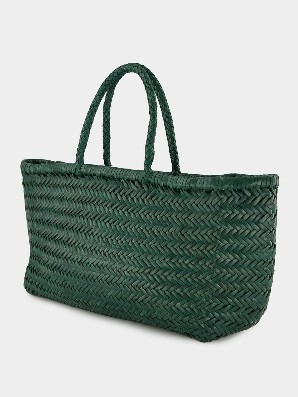 Forest Green Triple Jump Handwoven Leather Tote