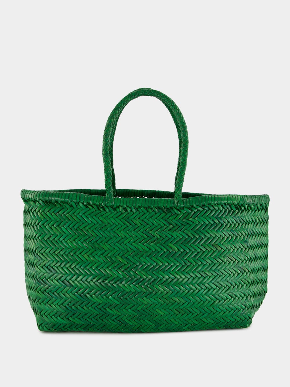 Parrot Green Triple Jump Big Woven Leather Tote