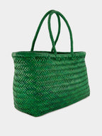 Parrot Green Triple Jump Big Woven Leather Tote