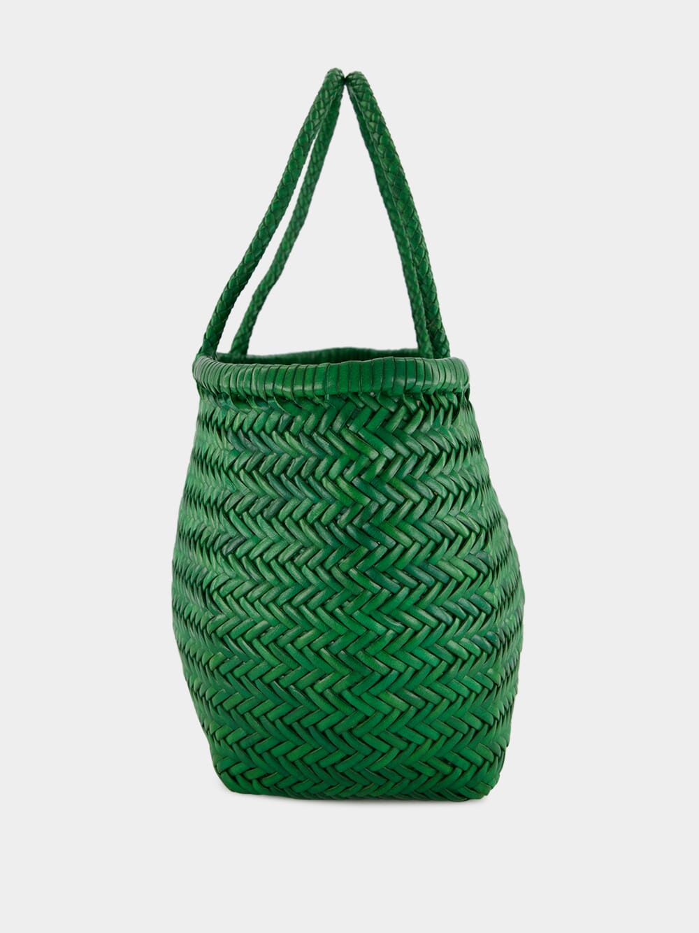 Parrot Green Triple Jump Big Woven Leather Tote