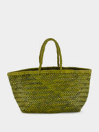 Bamboo Green Triple Jump Small Woven Leather Tote