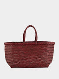 Bordo Triple Jump Small Woven Leather Tote