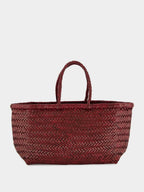 Bordo Triple Jump Small Woven Leather Tote