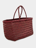 Bordo Triple Jump Small Woven Leather Tote