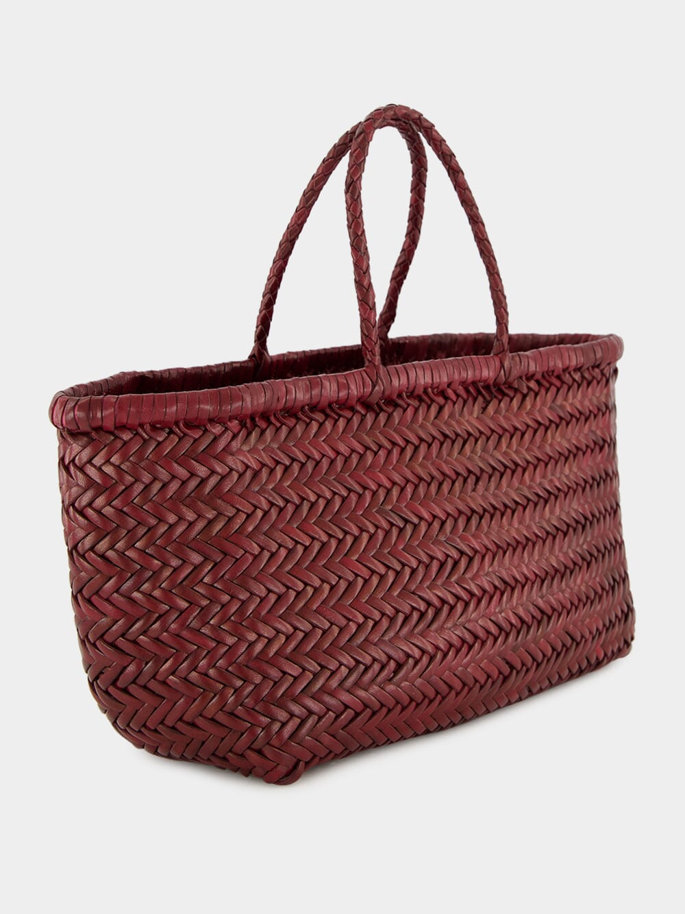 Bordo Triple Jump Small Woven Leather Tote