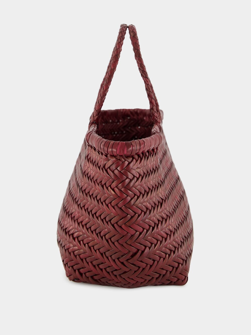 Bordo Triple Jump Small Woven Leather Tote