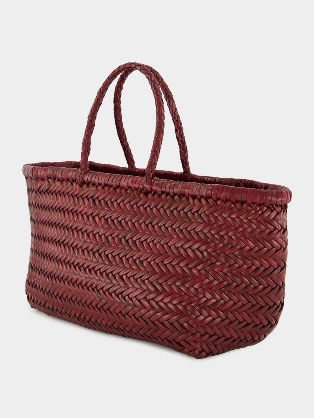 Bordo Triple Jump Small Woven Leather Tote
