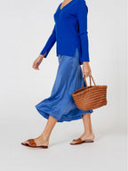 Tan Triple Jump Small Woven Leather Tote