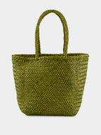 Bamboo Green Grace Basket Small Woven Leather Tote
