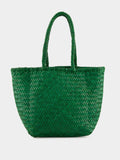 Parrot Green Grace Basket Small Woven Leather Tote