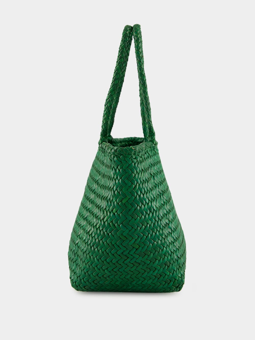 Parrot Green Grace Basket Small Woven Leather Tote