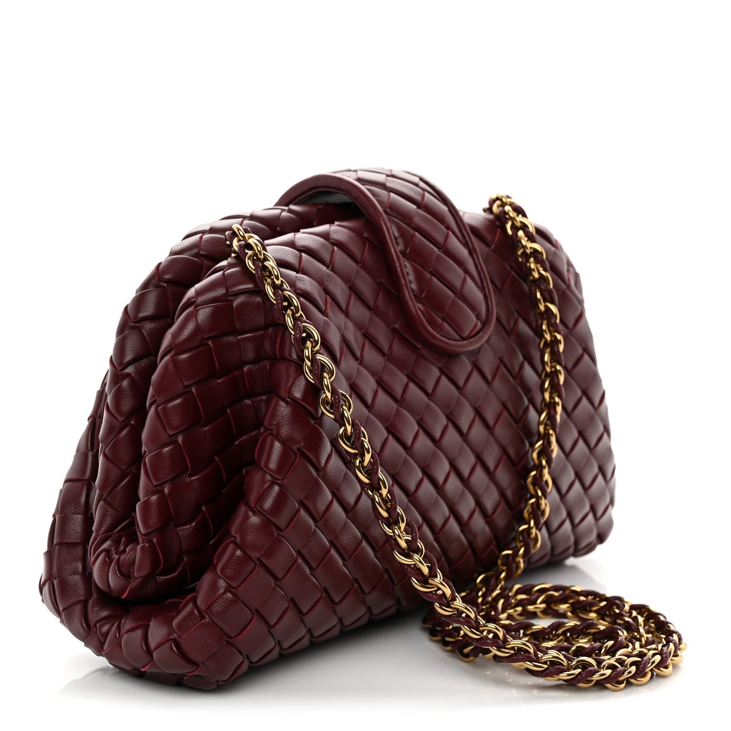 Nappa Intrecciato Small The Lauren 1980 Clutch With Chain Barolo