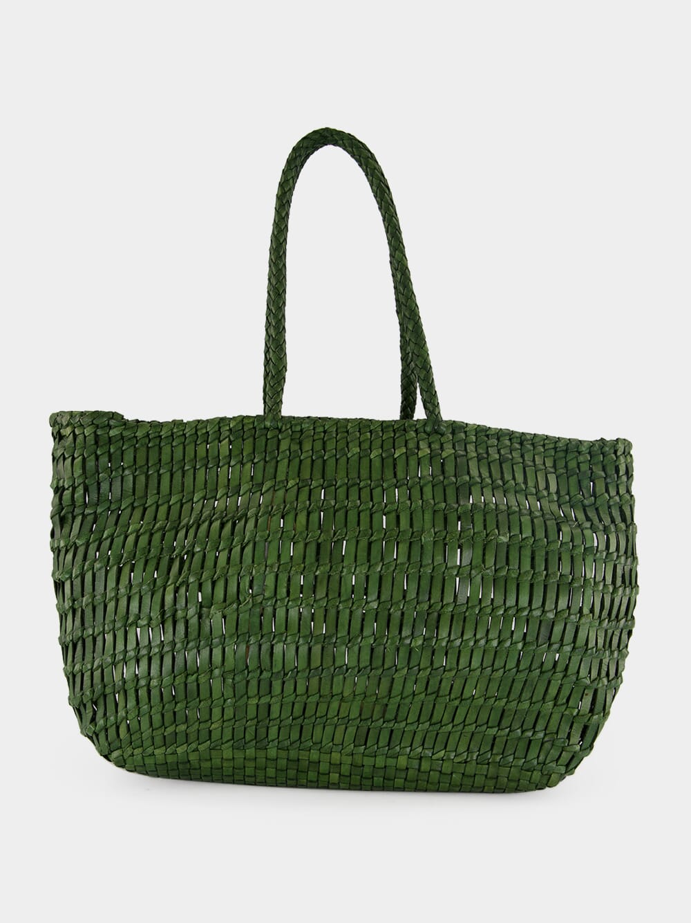 Leaf Green Terrafino Woven Leather Tote