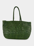 Leaf Green Terrafino Woven Leather Tote