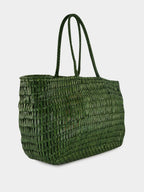 Leaf Green Terrafino Woven Leather Tote