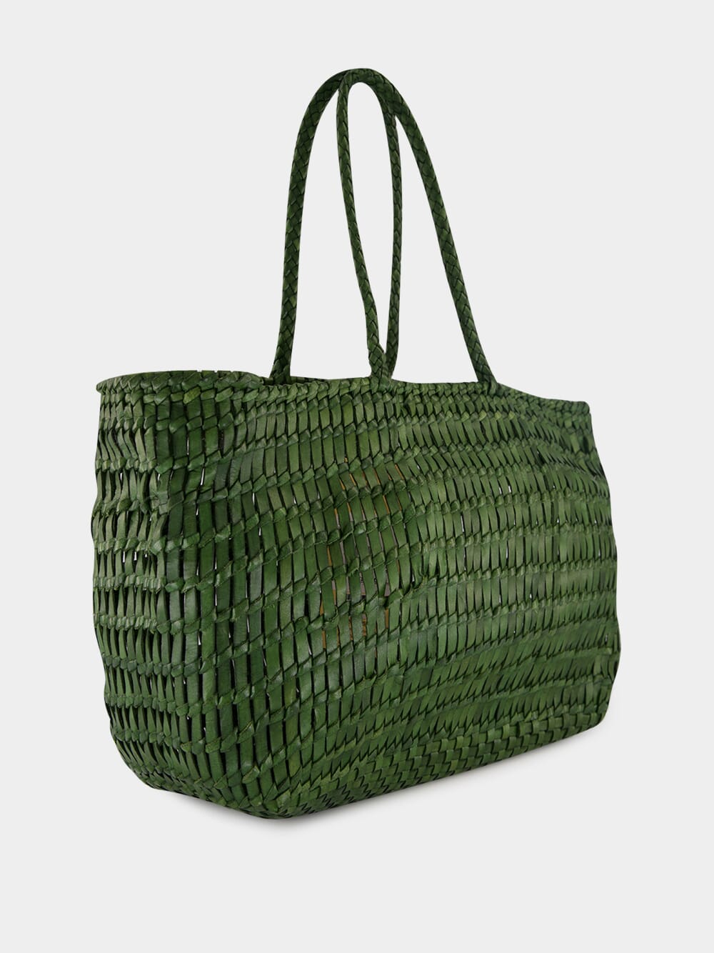 Leaf Green Terrafino Woven Leather Tote