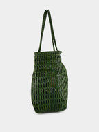Leaf Green Terrafino Woven Leather Tote
