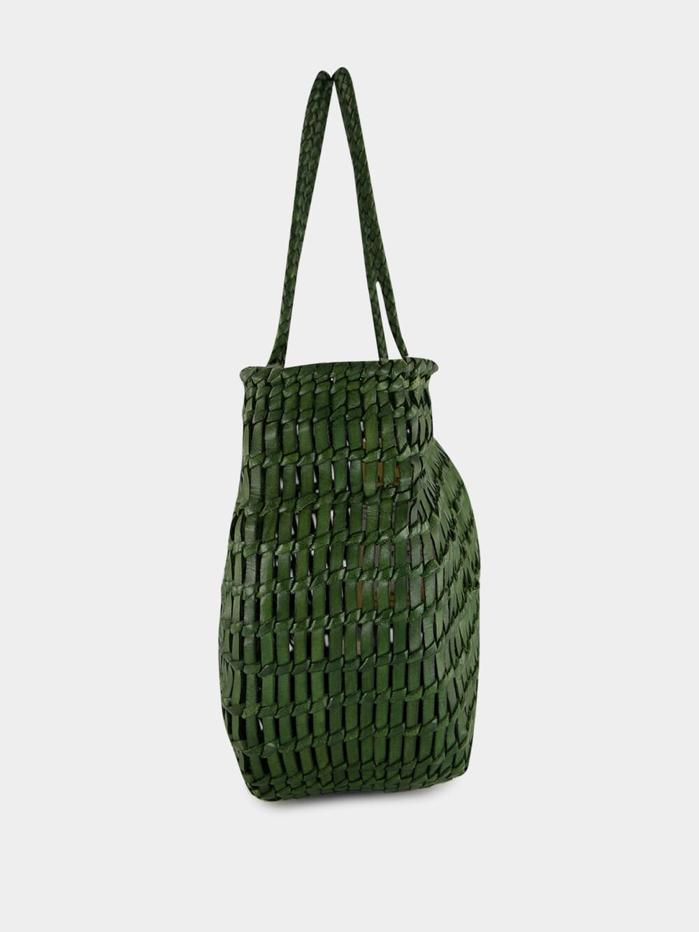 Leaf Green Terrafino Woven Leather Tote