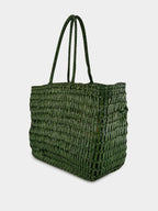 Leaf Green Terrafino Woven Leather Tote