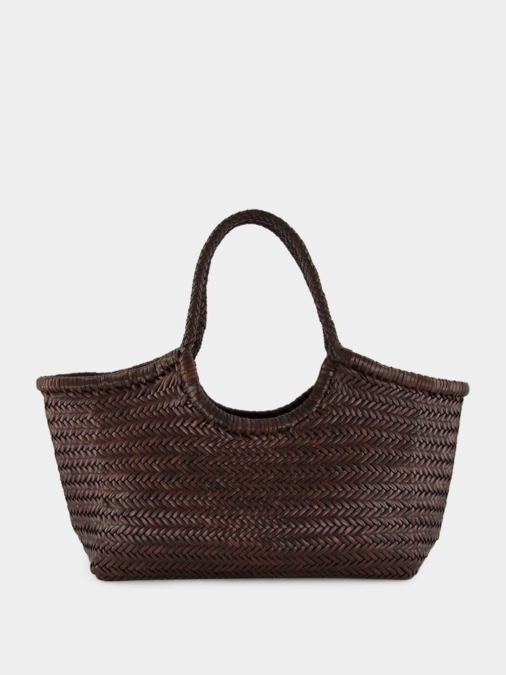 Dark Brown Nantucket Big Woven Leather Tote